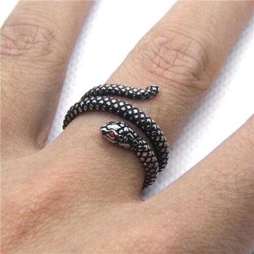 Fashion Red Eyes Cobra Ring 316L Stainless Steel Hot Mens Punk Cool Snake Ring
