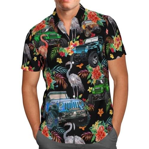 Love Car 3D Beach Hawaiian 2021 Summer Mens Shirt Short Sleeve Shirt Streetwear Oversized 5XL Camisa Social Chemise Homme-655