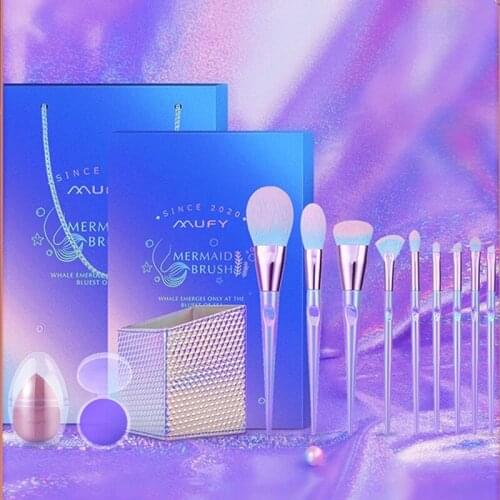 Mermaid Makeup Brush Set Eye Shadow Brush Powder Brush Lip Brush Eyebrow Brush Makeup Brush Powder Foundation Brush
