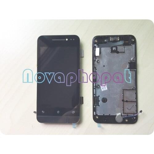 Novaphopat 5pcs/lot Black Digitizer For Asus Zenfone 4 A400CG LCD Display Touch Screen Sensor Full Assembly Frame Replacement