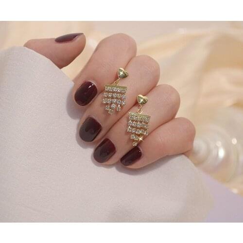 New arrival arrived shiny zircon tassel earrings fashion jewelry exaggerated Korean fashion statement earrings for women