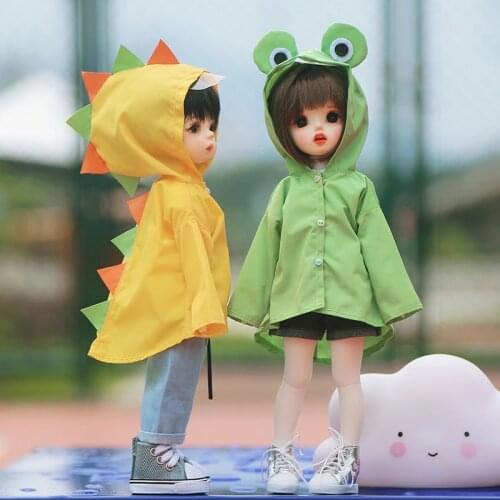 30cm Doll Clothes Cute animal raincoat coat and Casual denim pants For Blyth,ob24,ob22,ob26,1/6 bjd Clothes dollAccessories