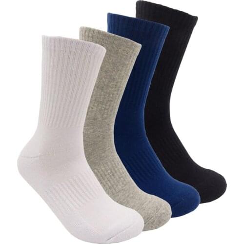 1 Pair Solid Color Cycling Socks Men' S Outdoor Leisure Sports Socks Soft Breathable Sweat-absorbent Thickened Socks For Hiking