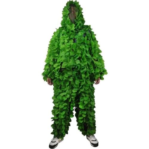 Green Leaves Camouflage Suit Hunting Ghillie Suit Woodland Camouflage Hunting Clothes Camo Sniper Army Airsoft Uniform