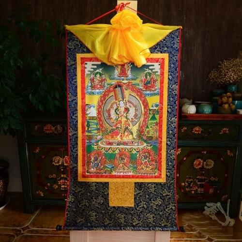 Wholesale Buddhist supplies-120CM LARGE--Tibet Buddhism ART Gdugs Kar maha sitatapatra Buddha Thang-ga Thangka painting
