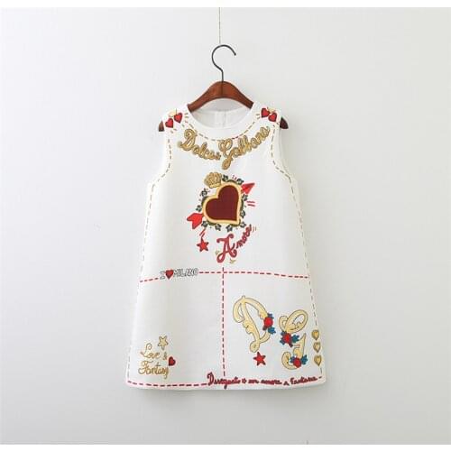 Girls Dress European and American Style embroidery Flower vest dress Spring Autumn toddler Baby Girls clothing