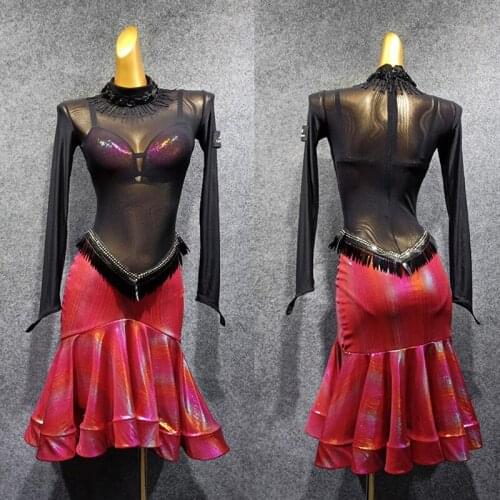 Latin Dance Dress Sexy Perspective Competition Dresses Salsa Rumba Cha Cha Samba Tango Dancing Clothes Performance Wear DN4911
