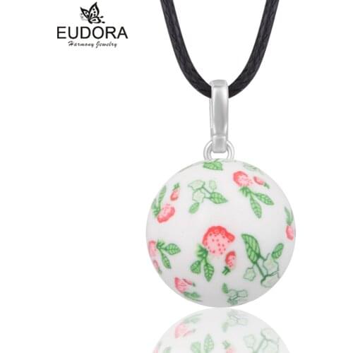Angel Caller baby Colorful Flowers Printed Harmony Bola Pendant Pregnancy Ball Sounds Belly Bola Mexican Chime Ball Necklace