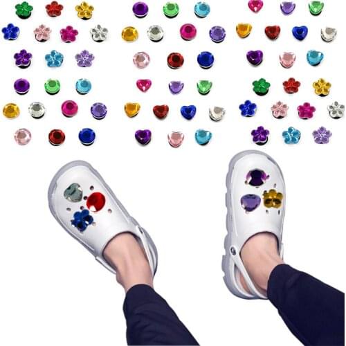 10-20pcs Crystal Shoe Charms Gem Decorations Flower Heart Stone Shoe Ornaments for Girls Accessories fit Bracelets X-mas Gift
