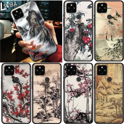 Chinese ink painting Shockproof Cover for Google Pixel 5 4 4A XL 5G Black Phone Case Shell Soft Fundas Coque Capa