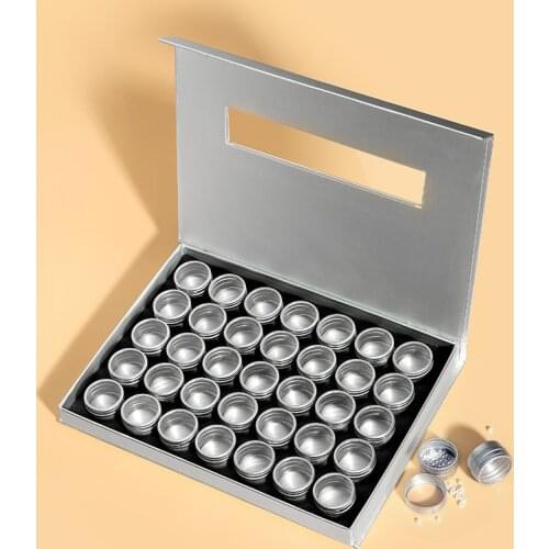 35Pcs 5ml Silver Jars Empty Aluminum Bottles Nail Rhinestones Gems Packaging Silver Box For Nail Art 3D Decoration Container