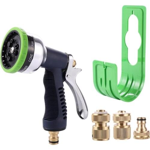 Adjustable 9 Pattern High pressure Water Gun with Quick Connector Water Pipe Storage Rack Car Washing Garden Irrigation Tool