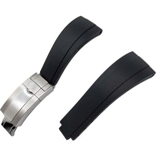 Watch accessories black high quality silicone strap male 20mm sports waterproof for Rolex soft nature rubber belt men watch band