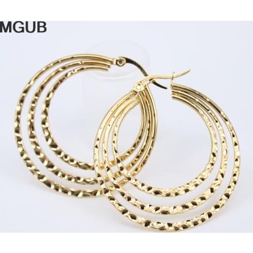 3-line hoop earrings European and American fashion women classic jewelry Wedding birthday party office wear LH658