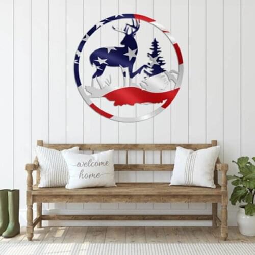 Christmas Deer Ornament Indoor Iron American Crafts Holidays Decoration for Home Wall Living Room Bedroom J2Y