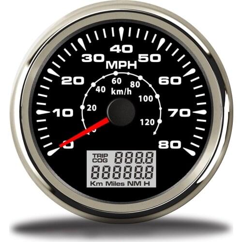 Universal 85mm Auto Marine Boat MPH GPS Speedometer Odometer 80MPH 120km/h Speed Gauge With 7 colors Backlight 9-32V Waterproof