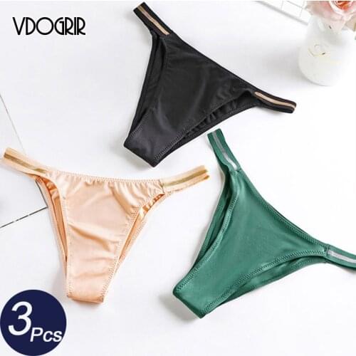 VDOGRIR 3Pcs/lot Sexy Womens Cotton Panties Set Underwear Seamless Belt Thongs Low Waist Briefs Comfort Lady Lingerie Tanga