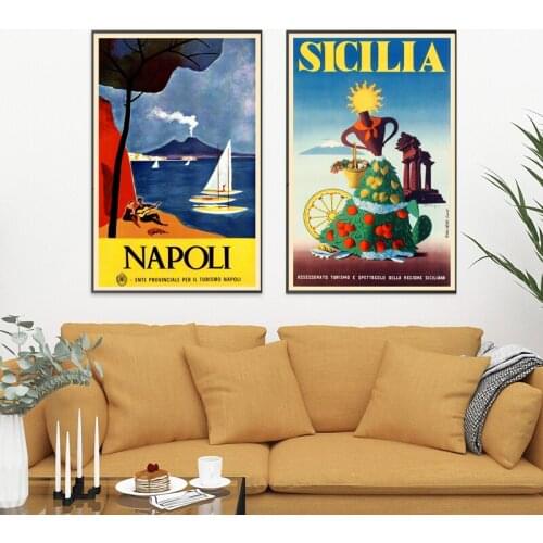 Vintage Italian Travel Posters and Prints Italian Landscape Painting Wall Art Canvas Picture Italy Travel Gift Living Room Decor