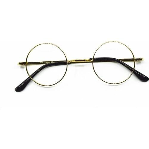 Vintage Round Gold 42mm Pure Titanium Metal Eyeglass Frames Full Rim myopia Glasses -125 -250 -275 -300 -600