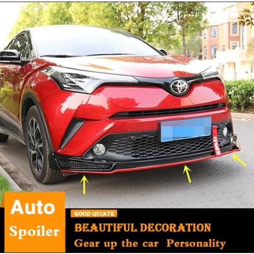 For Toyota C-HR CHR Front Bumper Lip Diffuser Protector Body Kit Spoiler Bumper Car Front Shovel Collision Sport Black 2018-2019