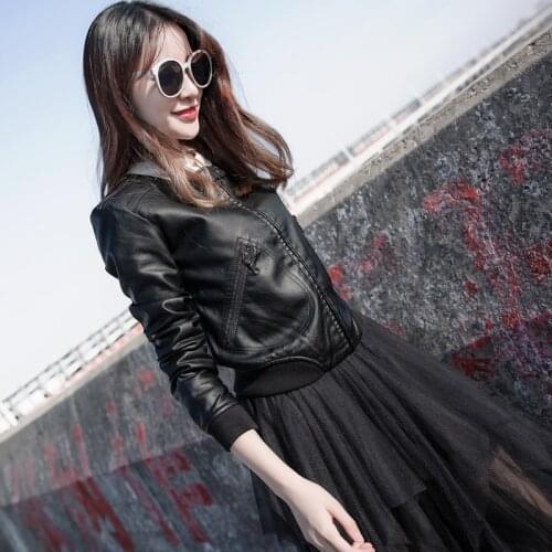 Womens Leather Jacket Spring Autumn Jacket Women Korean Short Coat Female Vintage Pu Leather Biker Jackets veste femme MY2283