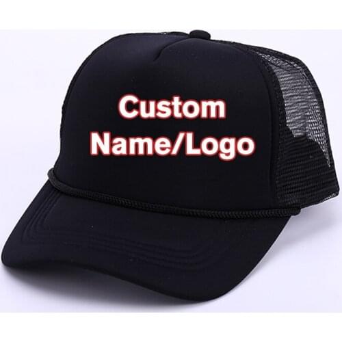 Women custom logo hat Trucker Caps DIY Printing Logo Polyester Mesh Hat Sport Promotion