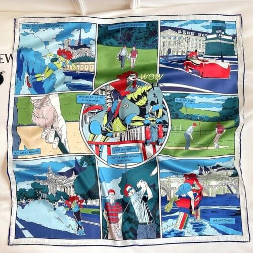 Scarves 90*90 cm Silk Scarf Top Square Silk Twill Scarf Hand Rolled bandana designer satin Foulard Femme Soie De Marque De Luxe