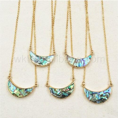 WT-N770 Tiny double hoops shell necklace gold shell jewelry necklace ,new in stock paua shell necklace for DIY making