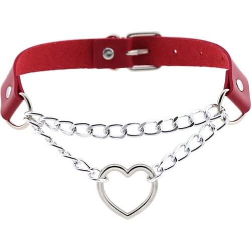 2021 Leather Woman Heart Punk Choker Collar Necklace Gothic Accessories Neck Belt Party Sexy Body Chocker Jewelry E30