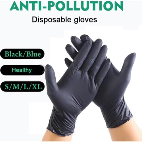 100pcs Black Blue Disposable Nitrile Gloves Powder Free Ambidextrous for Household Cleaning Industrial Use Tattoo Latex Gloves