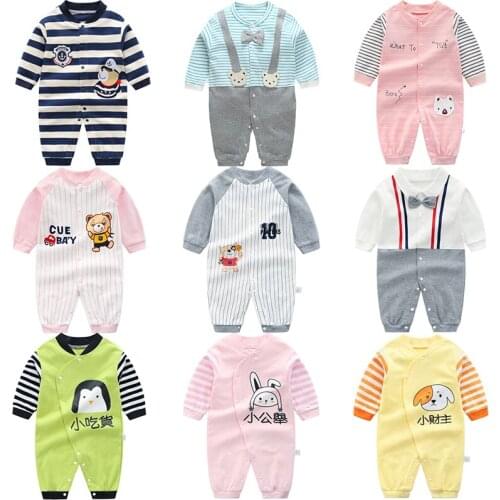 2021 Baby Spring New Boy Clothes Newborn Cartoon Girl Long-Sleeved Jumpsuit 0-24 Months Cute Girl Climbing Clothes
