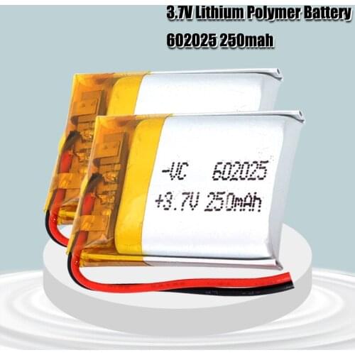 250mAh 3.7V 602025 Lithium Polymer Li-Po li ion Rechargeable Battery For Mp3 MP4 MP5 GPS PSP DVR mobile bluetooth Li-Po cells