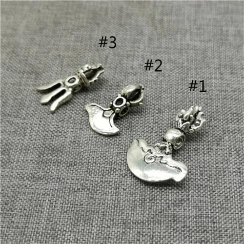 4 Pieces 925 Sterling Silver Dorje Trident Dagger Beads for Buddhism Bracelet