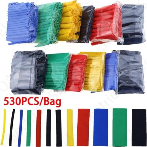 530pcs/Bag2:1 Wrap Wire Cable Insulated Polyolefin Heat Shrink Tube Ratio Tubing Insulation Shrinkable Tubes