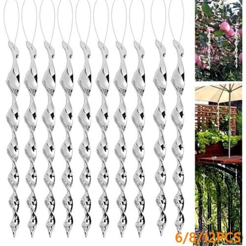 6/8/12PCS Hanging Bird Repellent Reflective Scare Rods Ornamental Spiral Repellent Wind Scare Rod