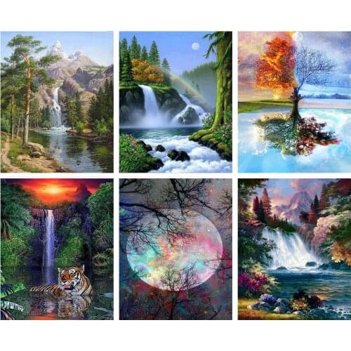 Diamond Embroidery Scenery Tree Full Round Drill Diamond Painting Kit Scenic Rhinestone Diamond Mosaic Home Decor