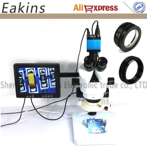 Continuous Zoom Binocular Visual 7-90X Trinocular Stereo Microscope+20MP HDMI HD USB Microscope Camera+8" HD Monitor