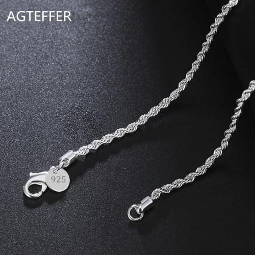 AGTEFFER 2021 New 925 Sterling Silver 16/18/20/22/24 Rope Chain For Woman Man Fashion Charm Birthday Wedding Jewelry Gifts