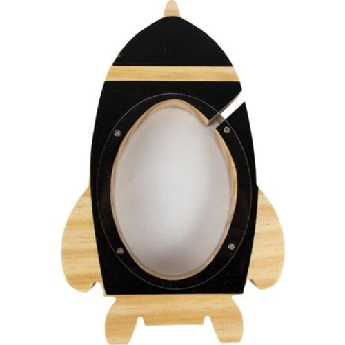 Wooden Rocket Piggy Bank Decoration for Kids Room Money Box for Boy Room Decor X5XE