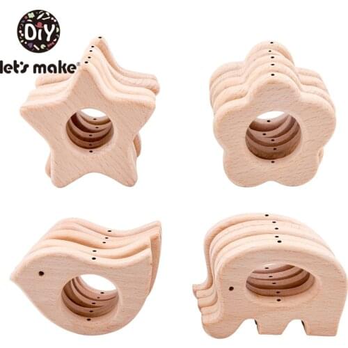 Wooden Teethers Original Beech Wood Pendant With Hold Bpa Free Teething Chips Teether Rattle Sensory Diy Accessories