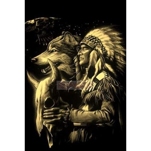 Diy diamond painting"American & Wolf & cow"diamond embroidery Cross Stitch full square round Rhinestone mosaic Diamond picture