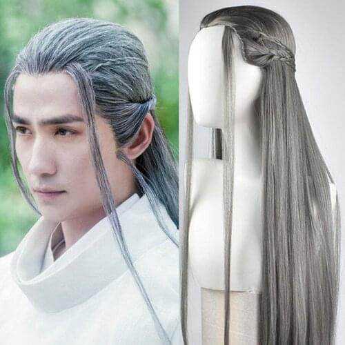 Long Straight Anime Warrior Copslay Braid Hair Accessories Halloween Carnival Headdress Hanfu Headwear Chinese Ancient Hair