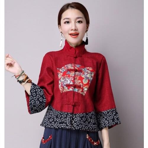 2020 chinese traditional women hanfu clothing hanfu top tang suit chinese blouse chinese ancient linen shirts 10440