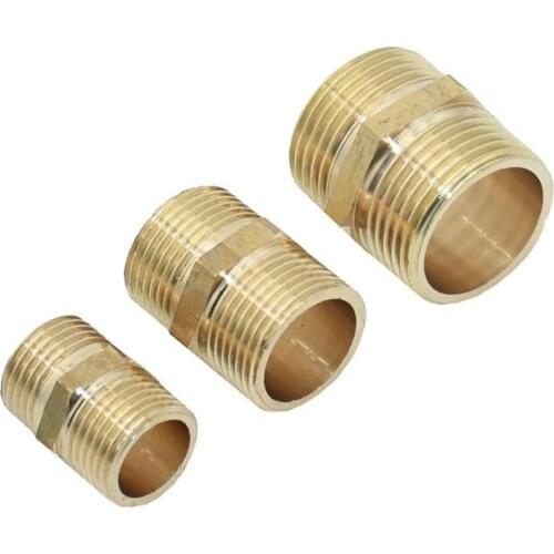 Brass Pipe Hex Nipple Fitting Quick Adapter 1/8" 1/4" 3/8" 1/2" 3/4" 1" BSP Male Thread Water, oil and gas Connector