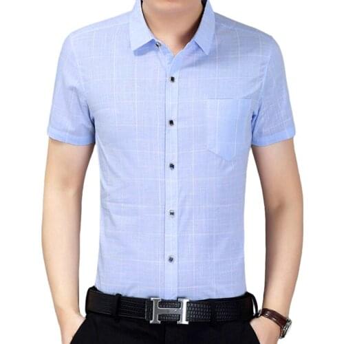 Best Sales Cheap Casual Formal Slim Fit Cotton Mens Cotton Plaid Short Sleeve Shirts