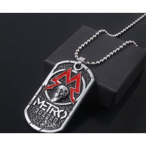 MIDY Game Metro Exodus 2033 Necklace Pendants Classic Dog Tag Skull Metal Choker Women Men Jewelry Accessories