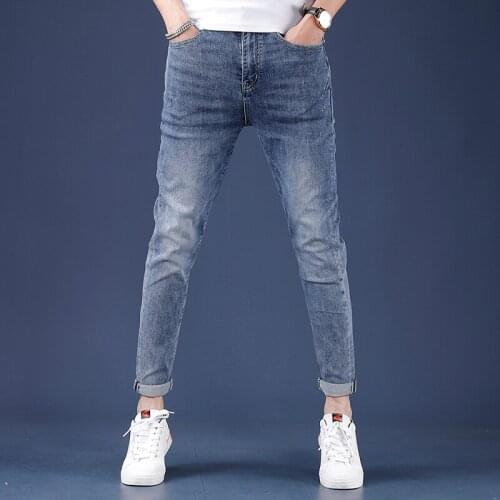 Fashion Simple Blue Jeans Men Casual Stretch Denim Pants Streetwear Mens Trousers
