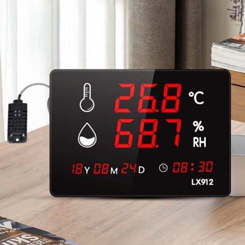 Wall Barometer Humidity Meter Rongce External Thermometer Electronic Time And Date Diaplay LX912