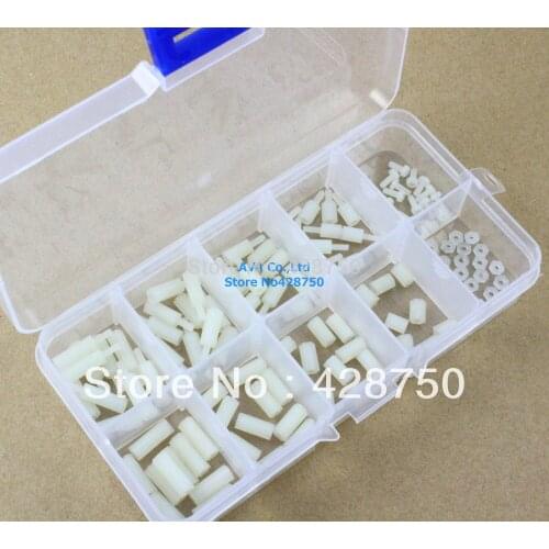 M2 Nylon Hex Spacers Screw Nut Assortment Kit Stand off Plastic Accessories Set