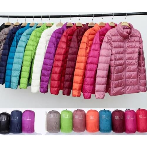 New Fashion Ladies Winter Jacket 90% White Duck Down Jacket Ultra-light Portable Slim Down Jacket Ladies Solid Color Down Jacket
